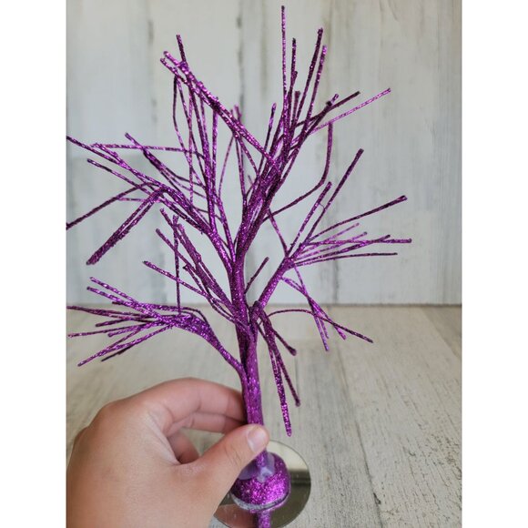 Purple glitter sparkle haunted Halloween tree Village accessory - Picture 6 of 9